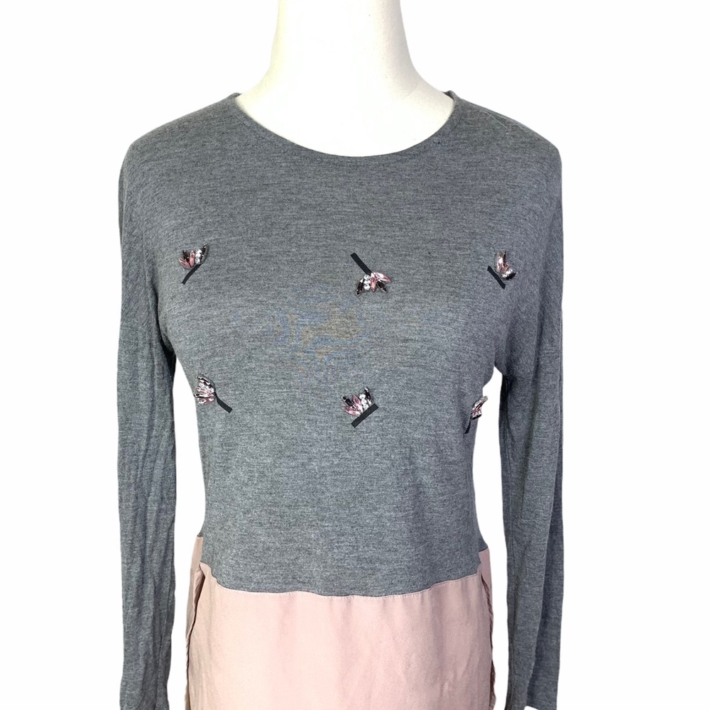 Zara Woman LS Blouse Rhinestone Embellished 2185 - Picture 5 of 7